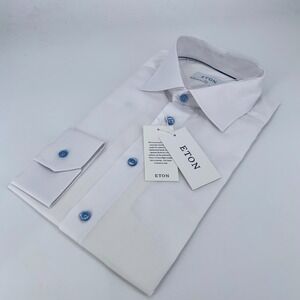Eton Dress Shirt Mens 16-41 White Signature Twill Formal Slim Collared Button Up
